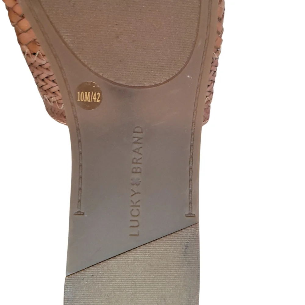Lucky Brand Woven Leather Mule Loafers Tan Brown Slip On Size 10 Boho Coastal - Picture 8 of 8
